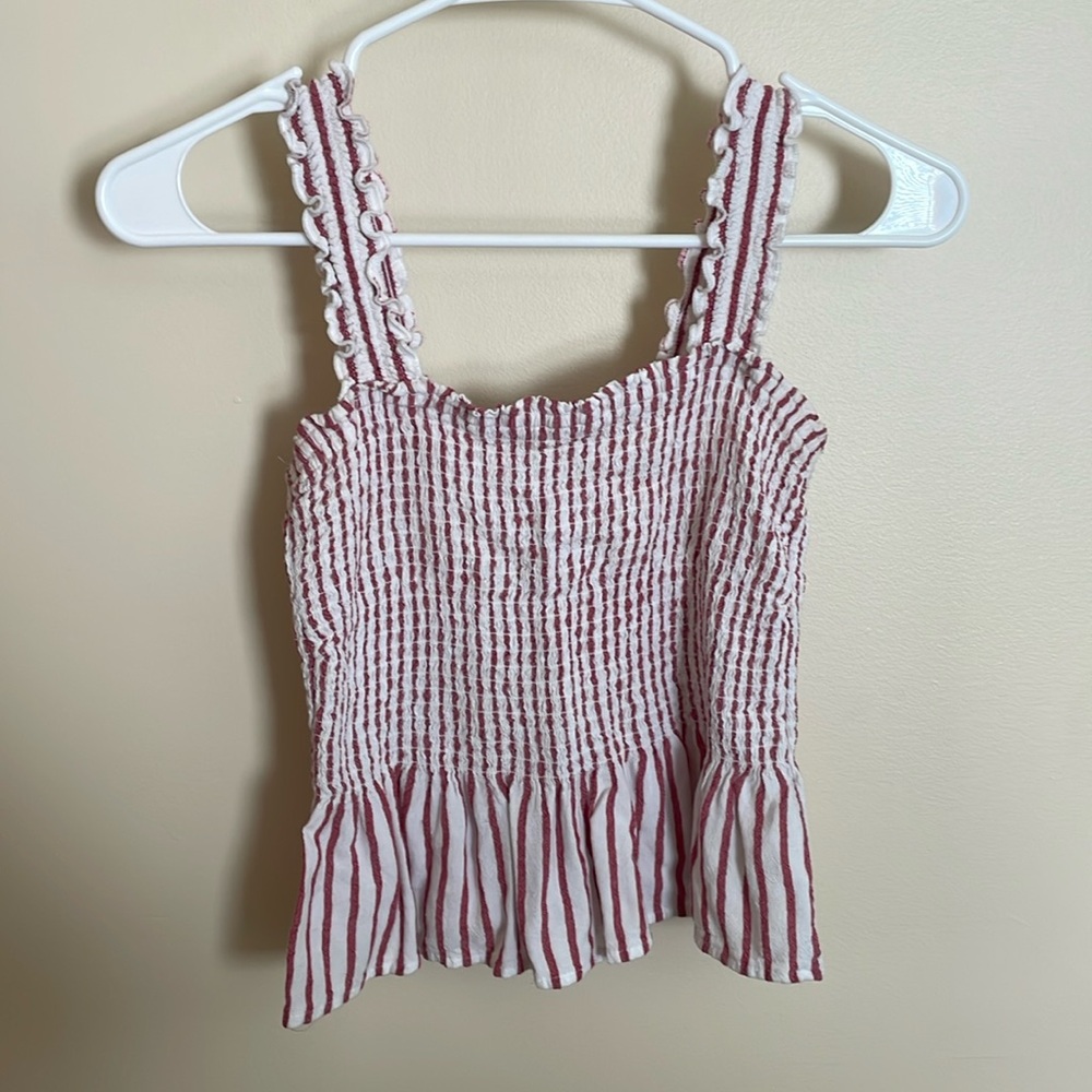 White and Red Cinched Tank